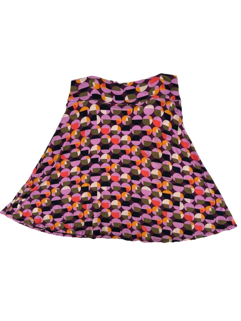 Salaam Womens Multicolor Circle Print A-Line Skirt Knit Rayon Blend M